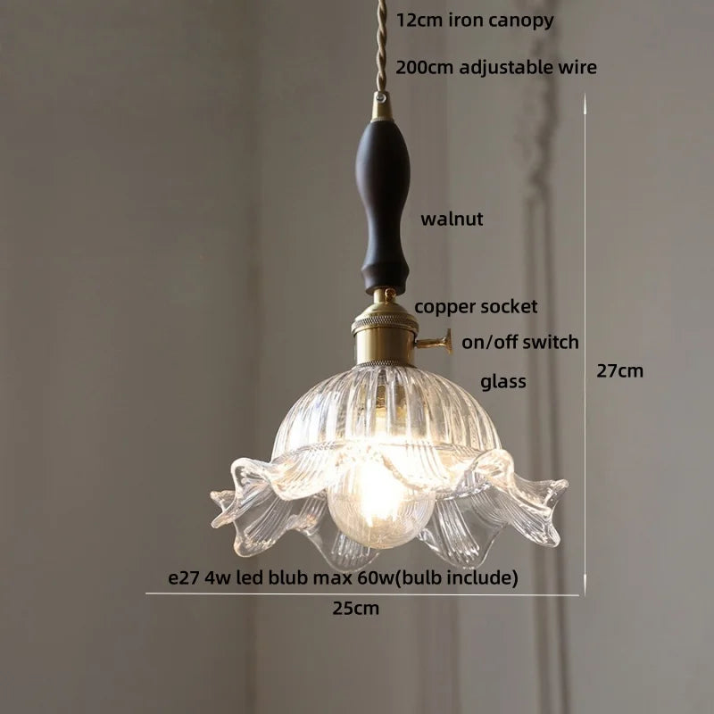 DecorBites™ Amber Glass LED Pendant Light Modern Nordic Hanging Lamp