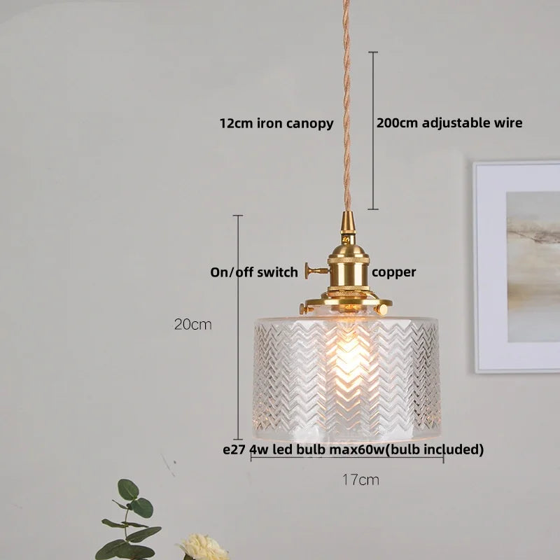 DecorBites™ Green Glass LED Pendant Light: Nordic Modern Hanging Lamp for Bedroom Dining Room