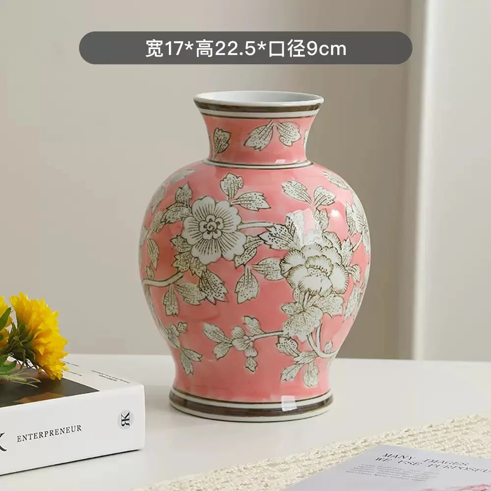 DecorBites™ Chinese Retro Blue & White Porcelain Vase Flower Arrangement Home Decor