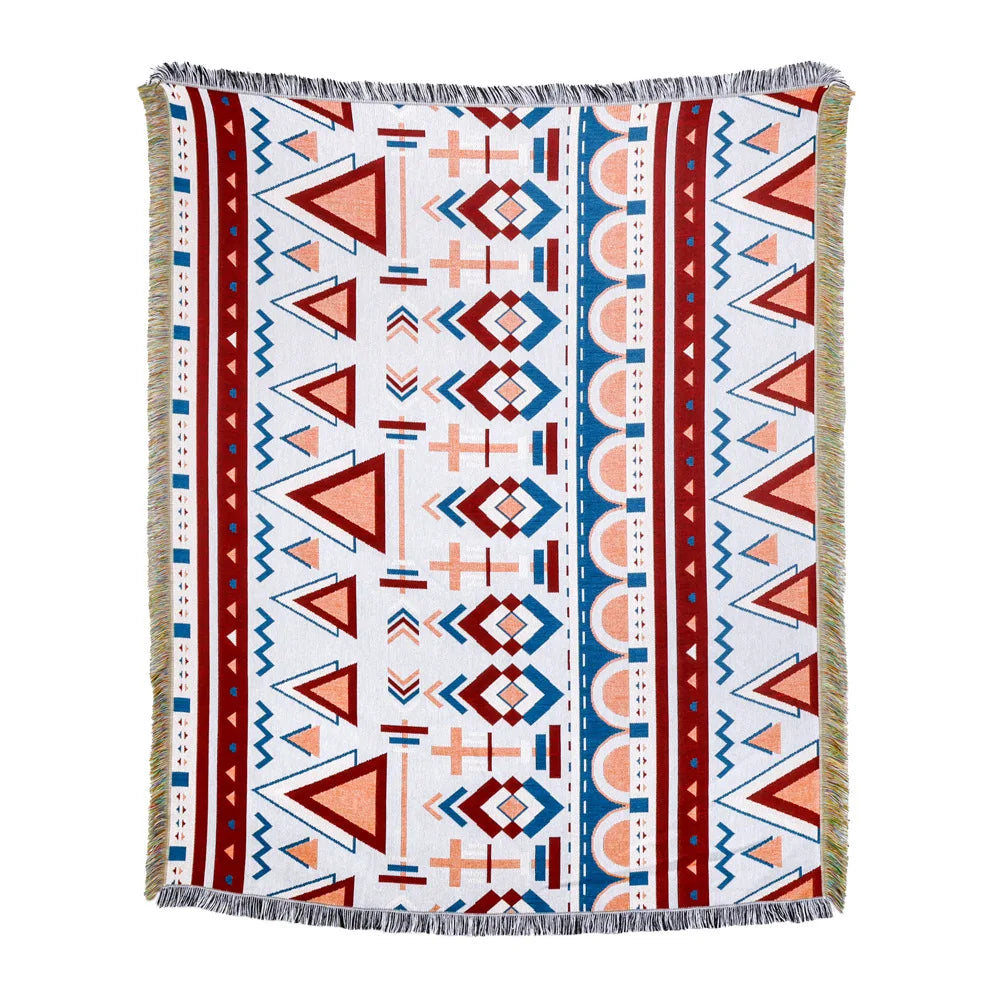DecorBites™ Beach Blanket Sofa Cover - American Country Plaid Blanket - Cotton Tassel Throw Tapestry