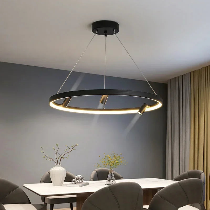 DecorBites™ Black Round Combination Chandelier Pendant Light for Home Decor and Kitchen