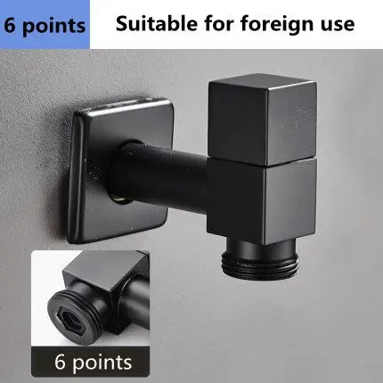 DecorBites™ Black Wall Mount Washing Machine Tap - Garden Outdoor Bathroom Water Faucet