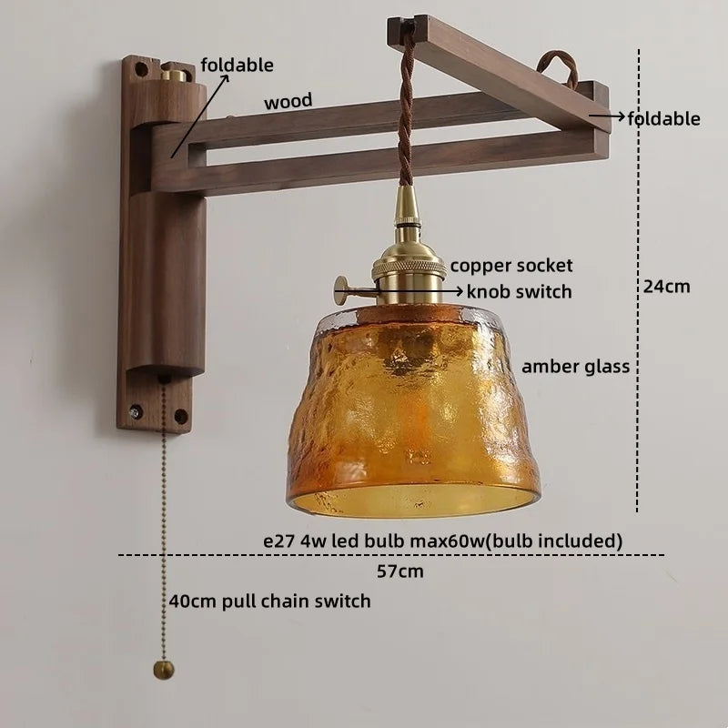 DecorBites™ Ceramic Walnut Wall Sconce with Knob Switch for Bedroom Living Room