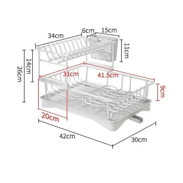 DecorBites™ Double-layer Dish Drying Rack Kitchen Sink Organizer Drainboard Storage