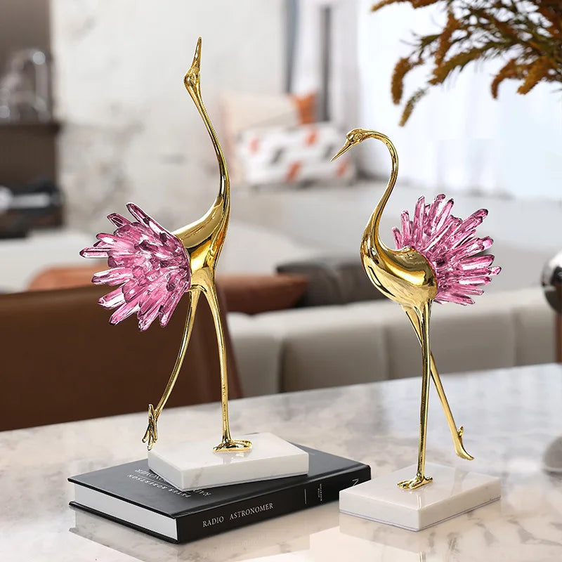 DecorBites™ Crystal Bird Metal Handicraft Sculpture Decorative Figurines