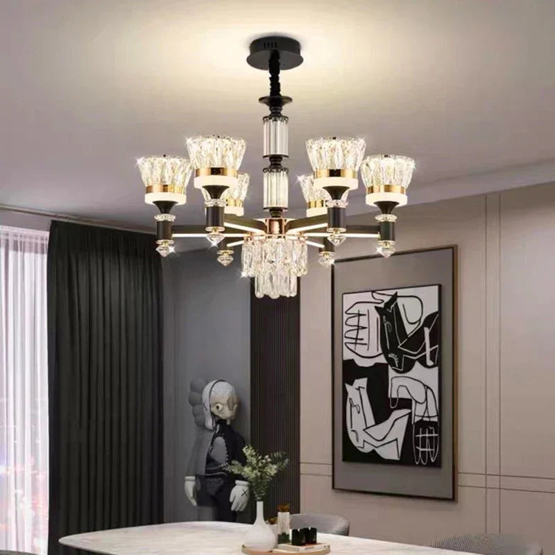 DecorBites™ Crystal Chandelier Pendant Light for Living and Dining Room Luxury Home Decor