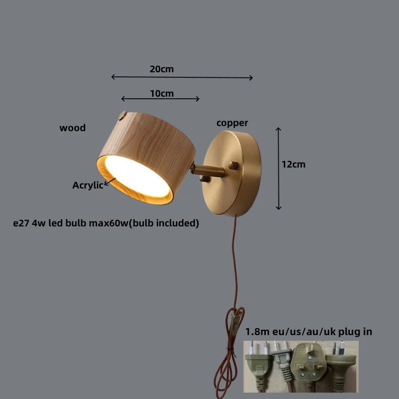 DecorBites™ LED Wood Base Wall Sconce Modern Art Light Fixture for Living Room & Bathroom