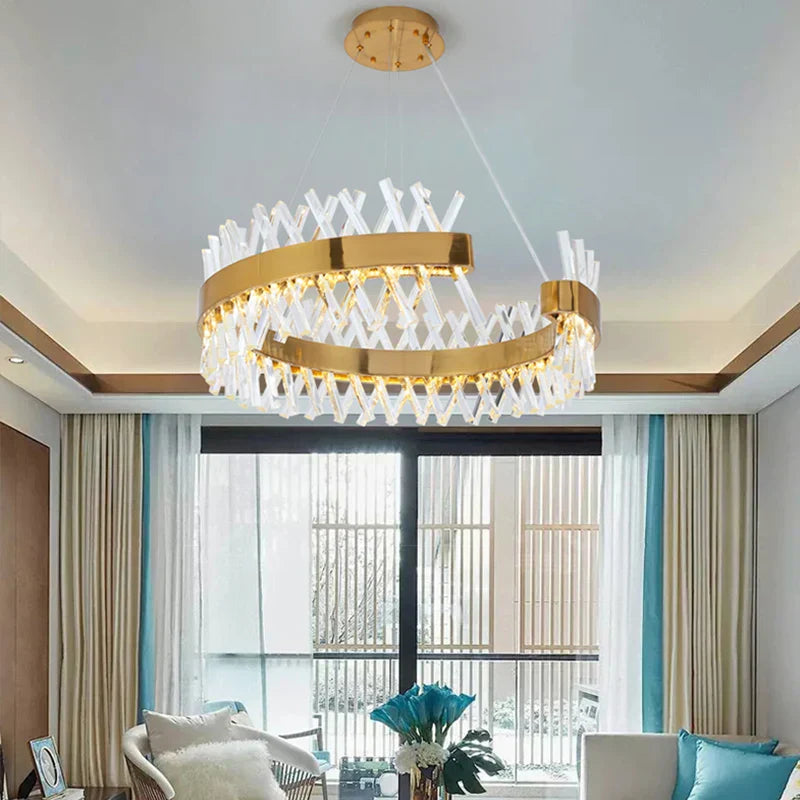 DecorBites™ Crystal Chandelier: Luxury LED Pendant Lighting for Hotel, Lobby, Living Room