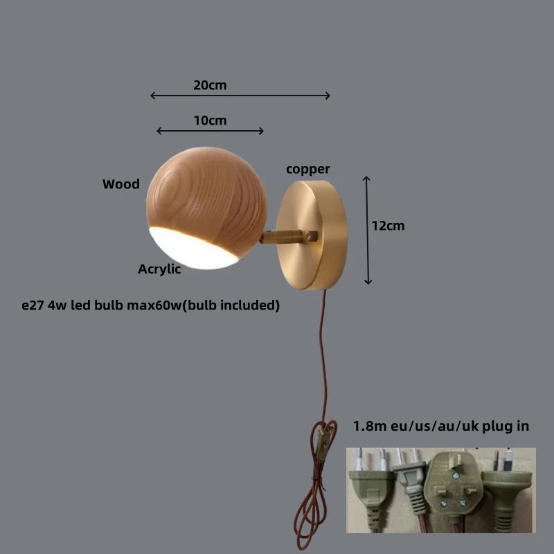 DecorBites™ LED Wood Base Wall Sconce Modern Art Light Fixture for Living Room & Bathroom