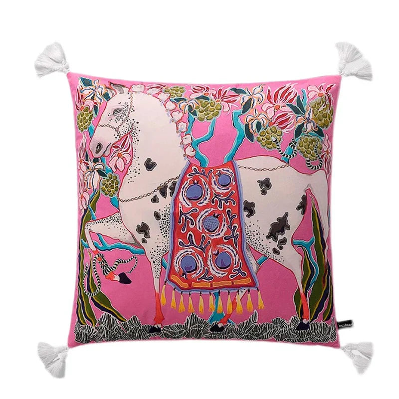 DecorBites™ Blue Lion Dog with Lemon Trees Lumbar Pillow Cover- GG Style Inspire