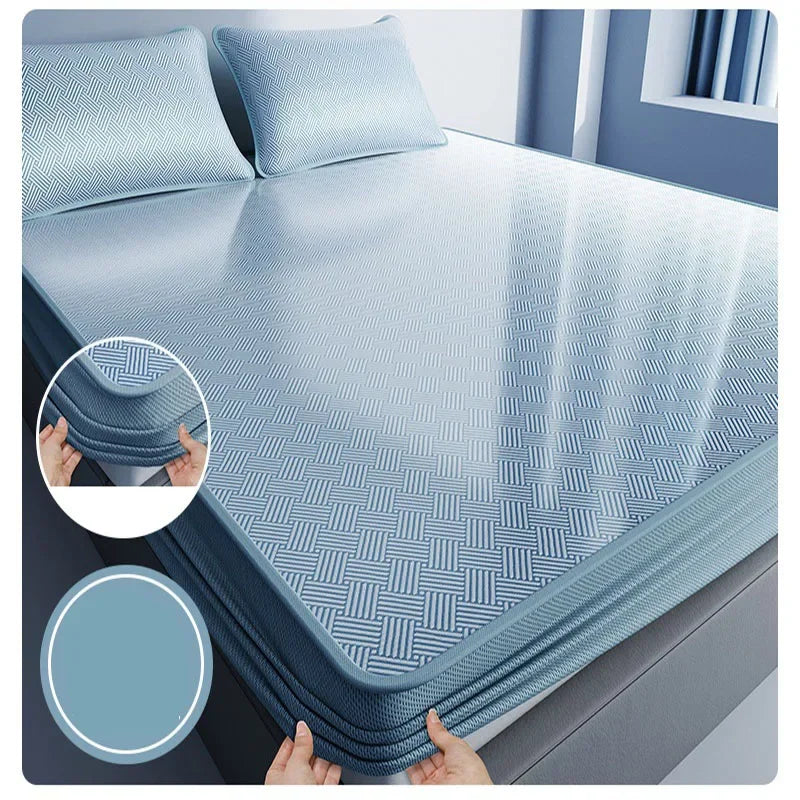 DecorBites™ Cooling Jacquard Fitted Sheet: Skin Friendly, Breathable Single Mattress Protector