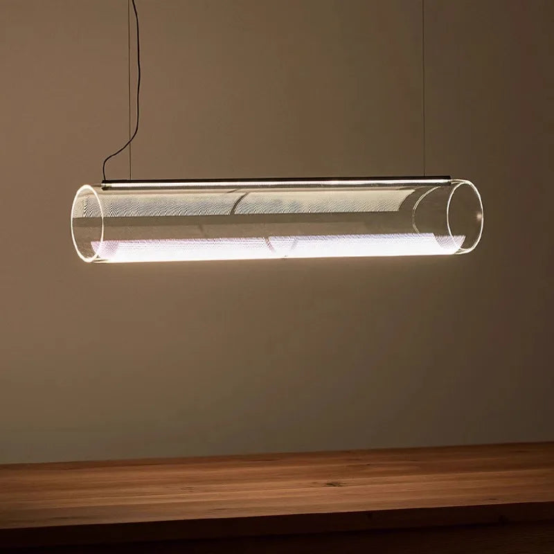 DecorBites™ Clear Glass Cylinder Chandelier - Modern Decorative Indoor Suspension Lamp