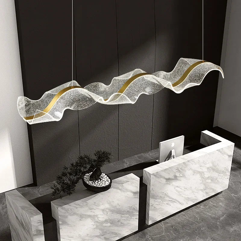 DecorBites™ Acrylic Ribbon LED Ceiling Chandelier for Living Room, Modern Dining Pendant Lamp