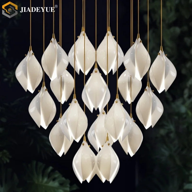 DecorBites™ Ceramic LED Staircase Pendant Light Two-Tone Adjustable for Living, Dining, Bedroom