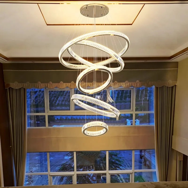 DecorBites™ Crystal Chandelier Stair Pendant Lamp Living Room Interior Lighting