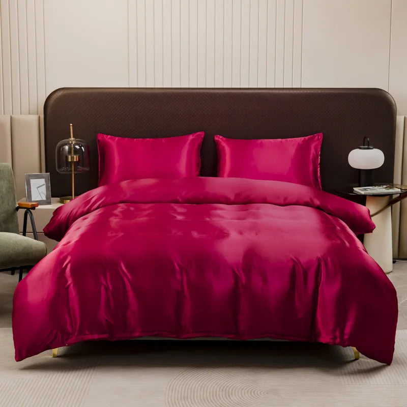 DecorBites™ Ice Rayon Duvet Cover and Pillowcase Set: Smooth Comfort in Single & Double Sizes