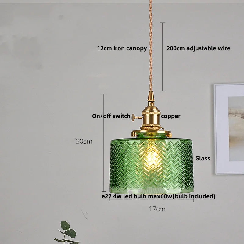 DecorBites™ Clear Glass LED Pendant Light Fixture with Copper Socket for Modern Home Decor
