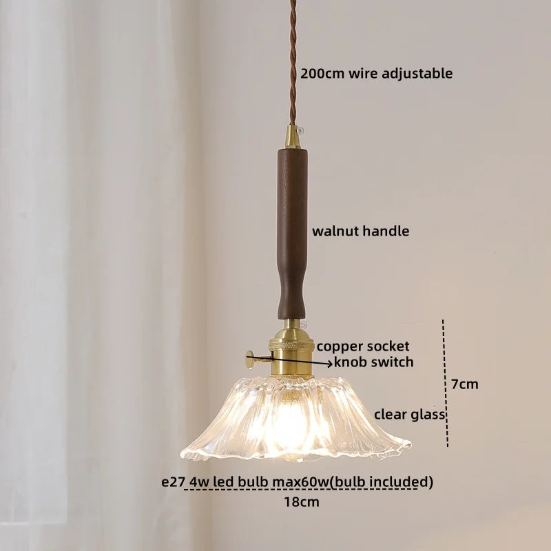 DecorBites™ Copper Ceramic LED Pendant Light with Knob Switch - 4w Bulb & Lamparas Colgante