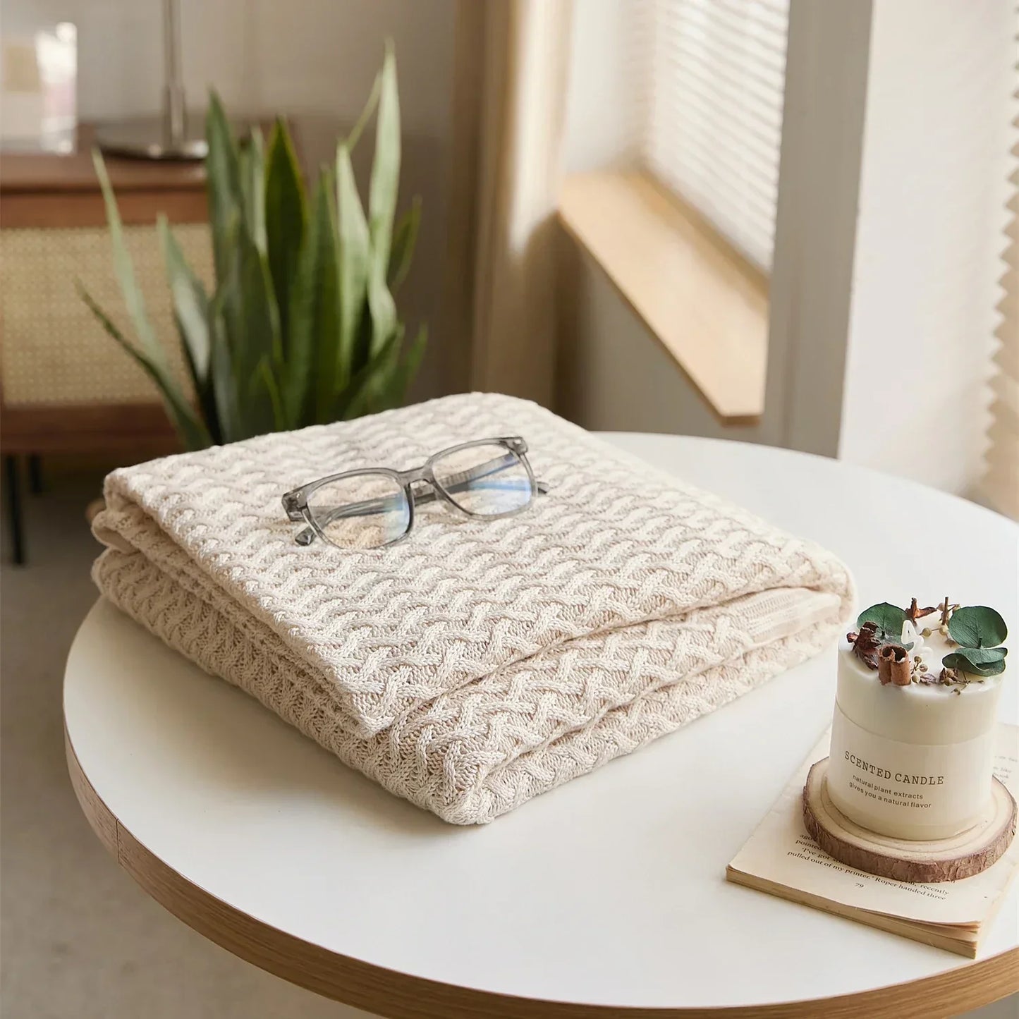 DecorBites™ Cool Summer Air Conditioning Blanket - Beige Wine Nordic Decorative Throw