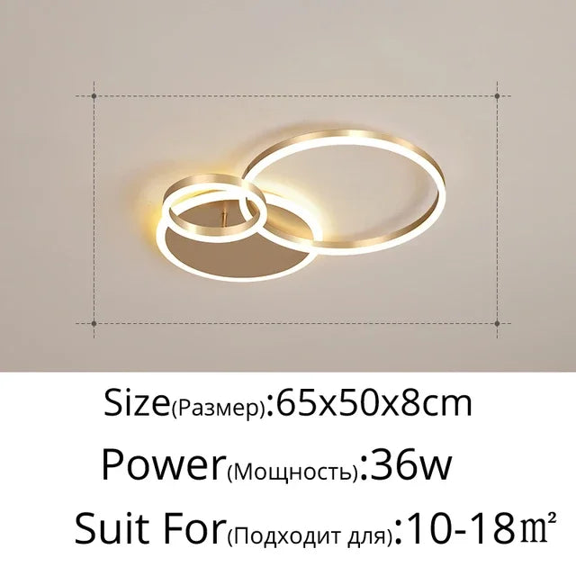 DecorBites™ LED Round Ceiling Chandelier for Modern Living Room, Bedroom, Restaurant - Circle Rings Lighting Fixture