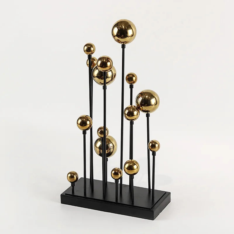 DecorBites™ Geometric Golden Ball Ornaments - Abstract Metal Decorations