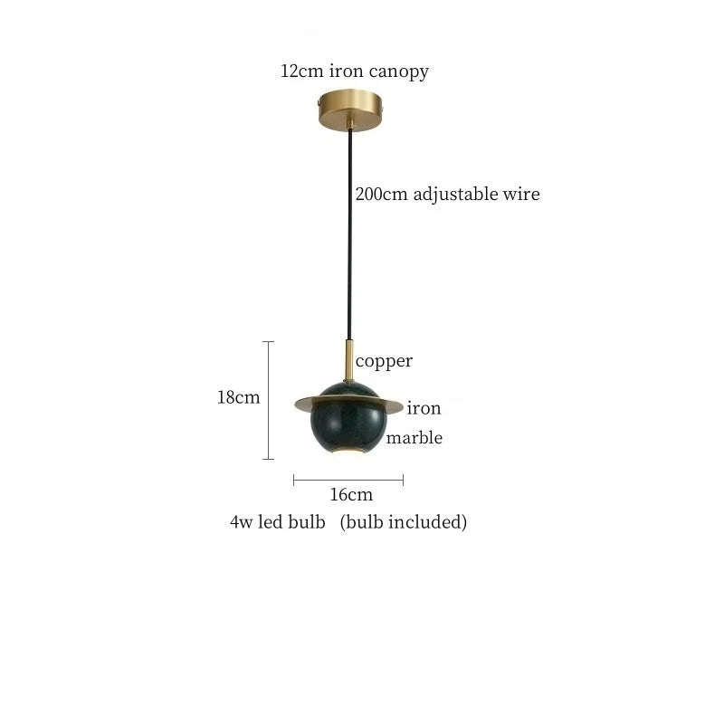 DecorBites™ Emerald-Green Marble LED Pendant Lamp for Modern Spaces