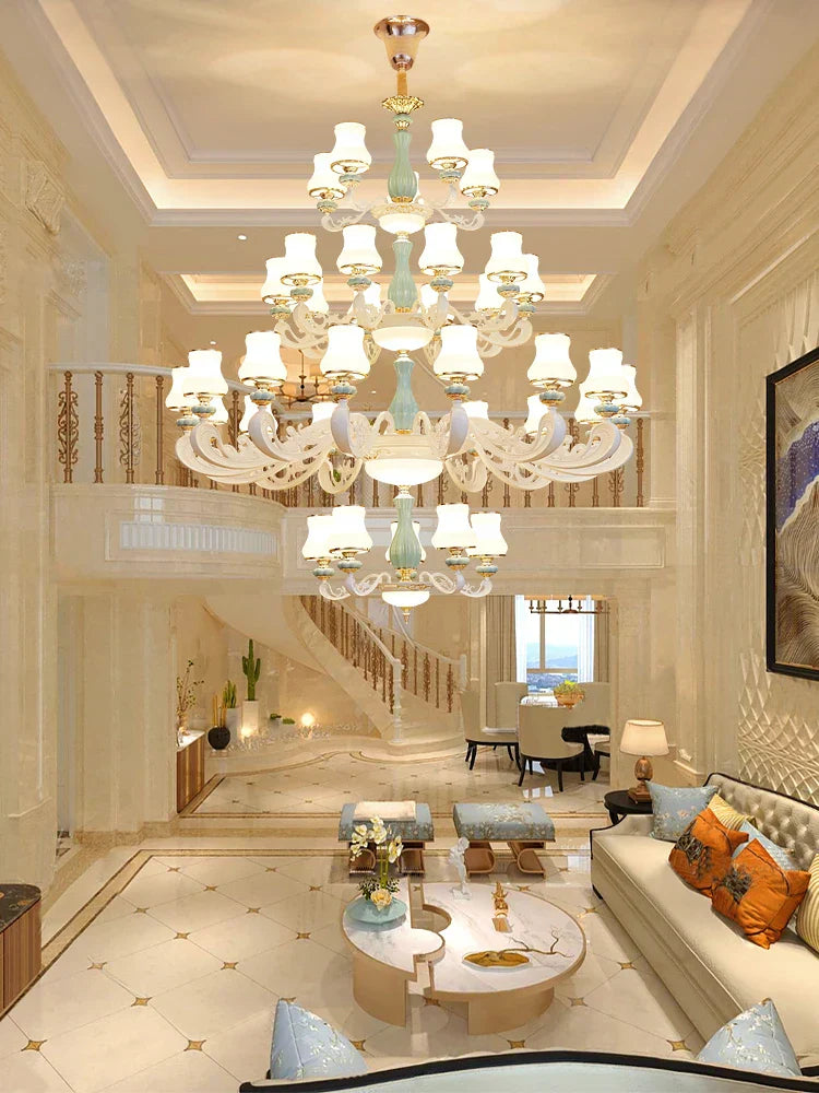 DecorBites™ Deluxe Duplex Living Room Chandelier - Elegant Villa & Hotel Pendant Lighting