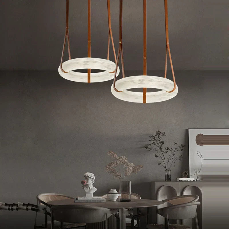DecorBites™ Classic Ring Marble Chandelier Light Brown Pendant for Living Room Bedroom