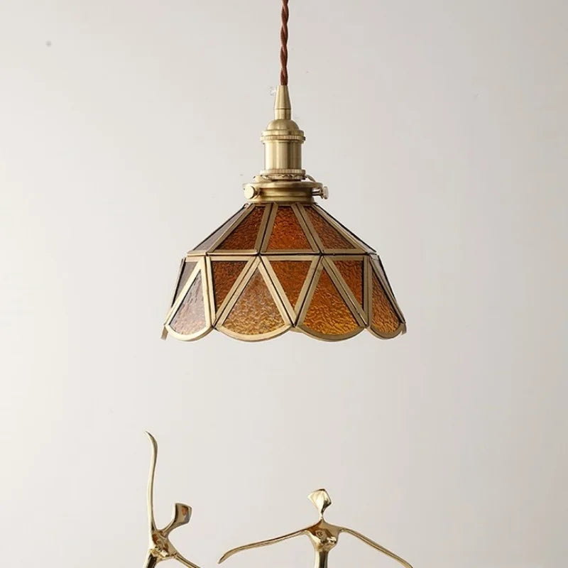 DecorBites™ Amber Glass LED Pendant Light - Nordic Modern Copper Suspension Luminaire for Home
