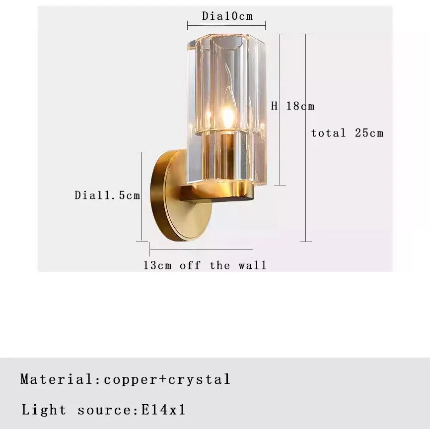 DecorBites™ Bronze Copper Crystal Sconce Wall Lamps for Living Room & Bedroom