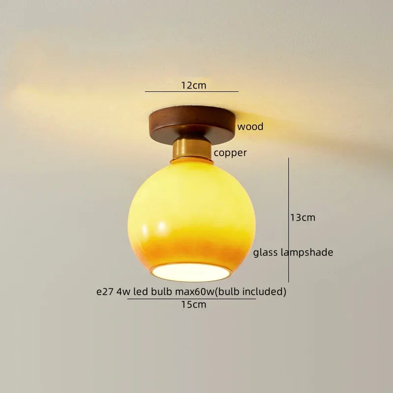 DecorBites™ Glass LED Ceiling Lamp Copper Walnut Modern Living Room Lighting Fixtures