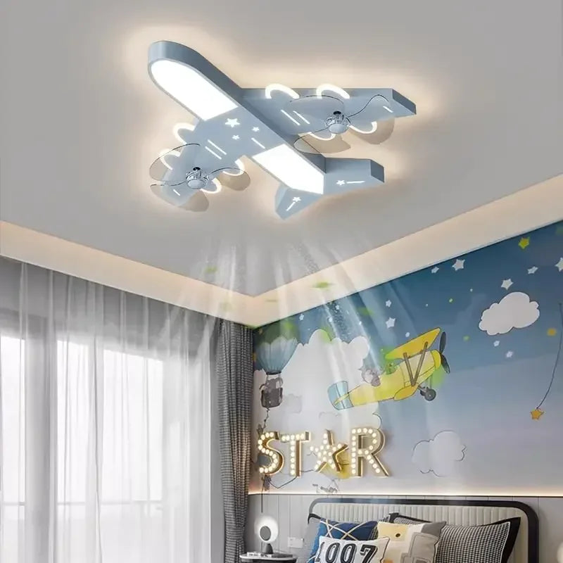 DecorBites™ Kids Room Airplane Ceiling Fan Light Fixture