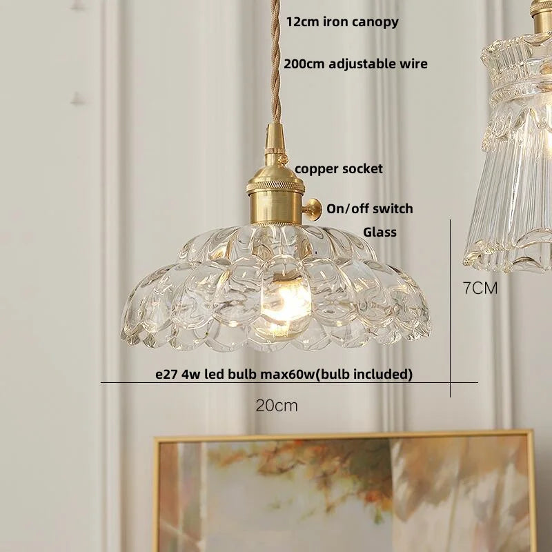 DecorBites™ Amber Flower Glass Pendant Light LED Kitchen Decor Home Reading Room