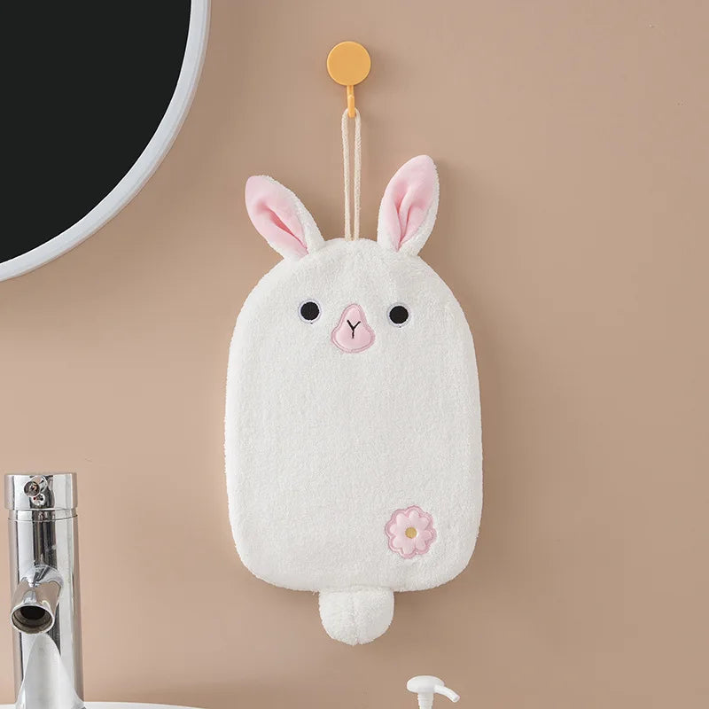 DecorBites™ Cartoon Embroidery Hanging Hand Towel - Soft, Absorbent, Quick Dry Towel