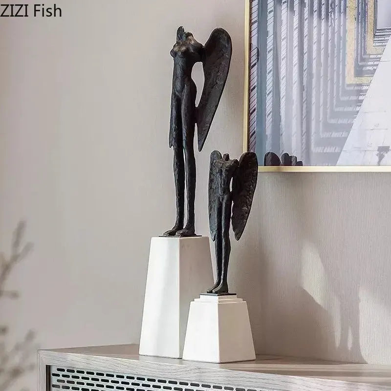 DecorBites™ Angel Abstract Figures Sculpture Cast Iron Home Decor Statue Craft