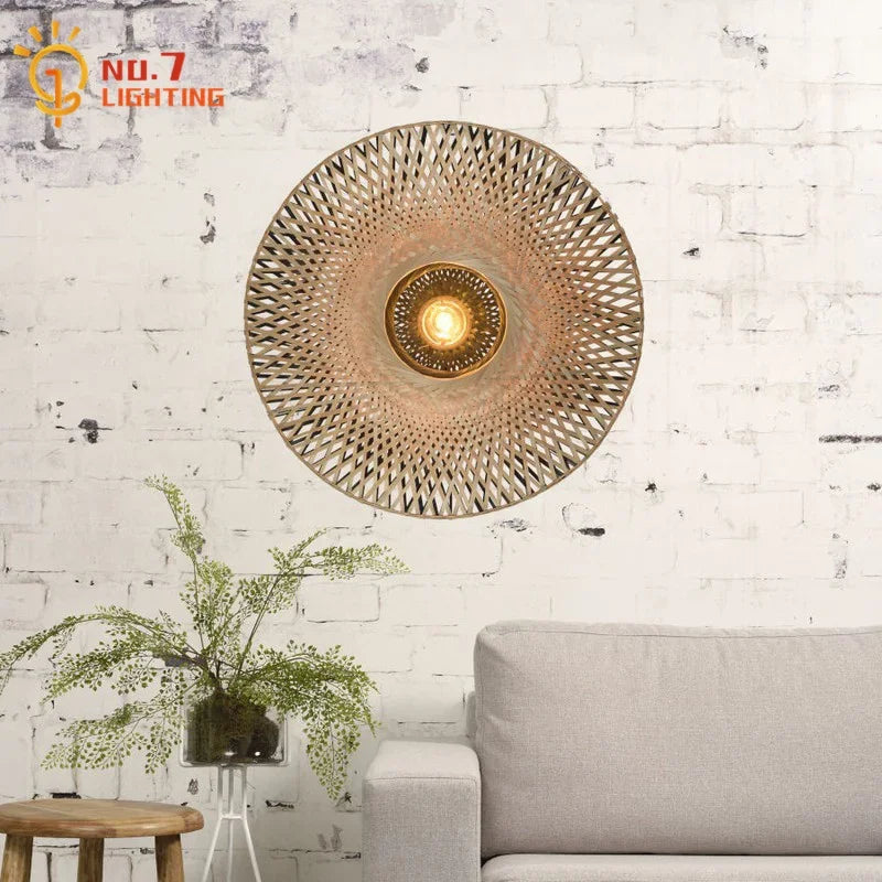DecorBites™ Bamboo Weaving Wall Lamp LED E27 Zen Art Decor for Study Tea Living Room