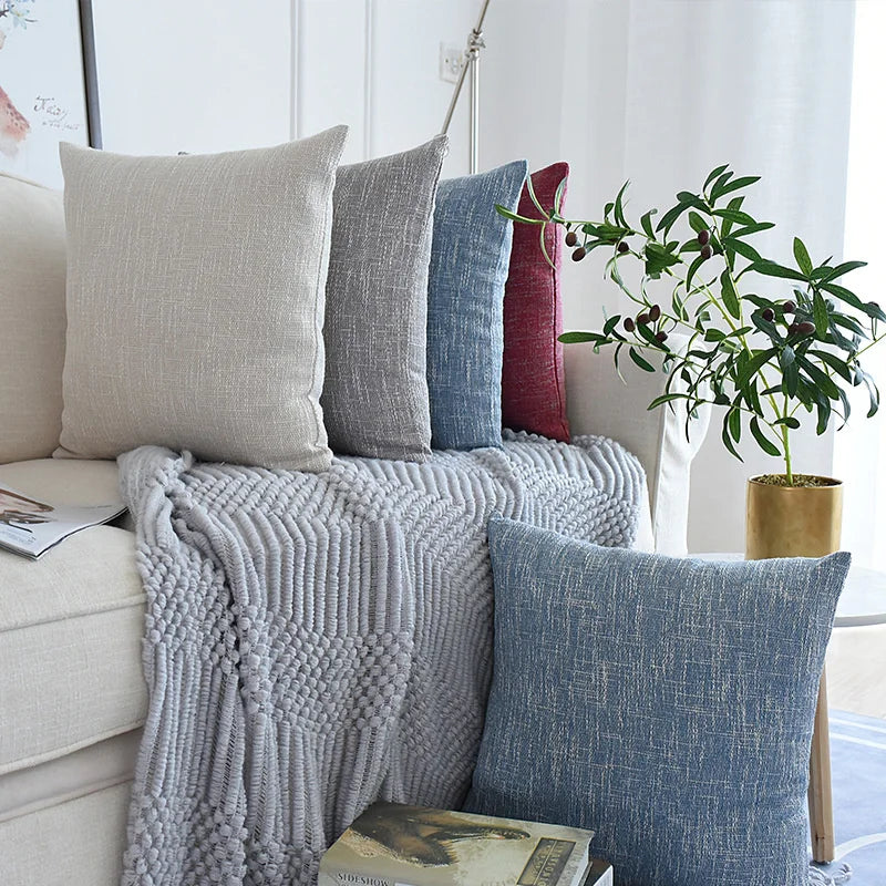 DecorBites™ Linen Cotton Throw Pillowcase 100% Polyester Cushion Cover for Home Decor