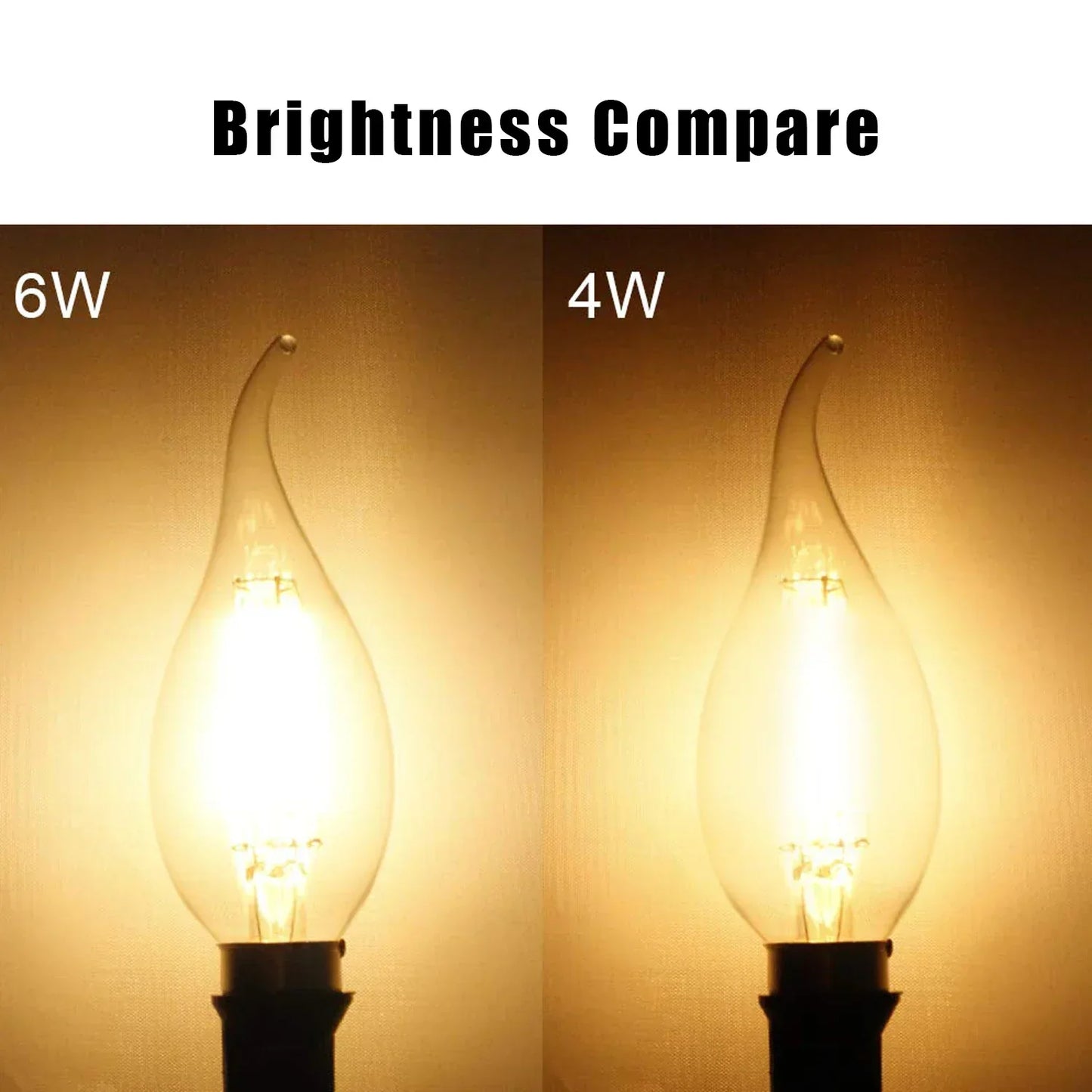 DecorBites™ Dimmable Chandelier LED Bulbs E12 E14 Candelabra Flame Bent Tip 60W Equivalent