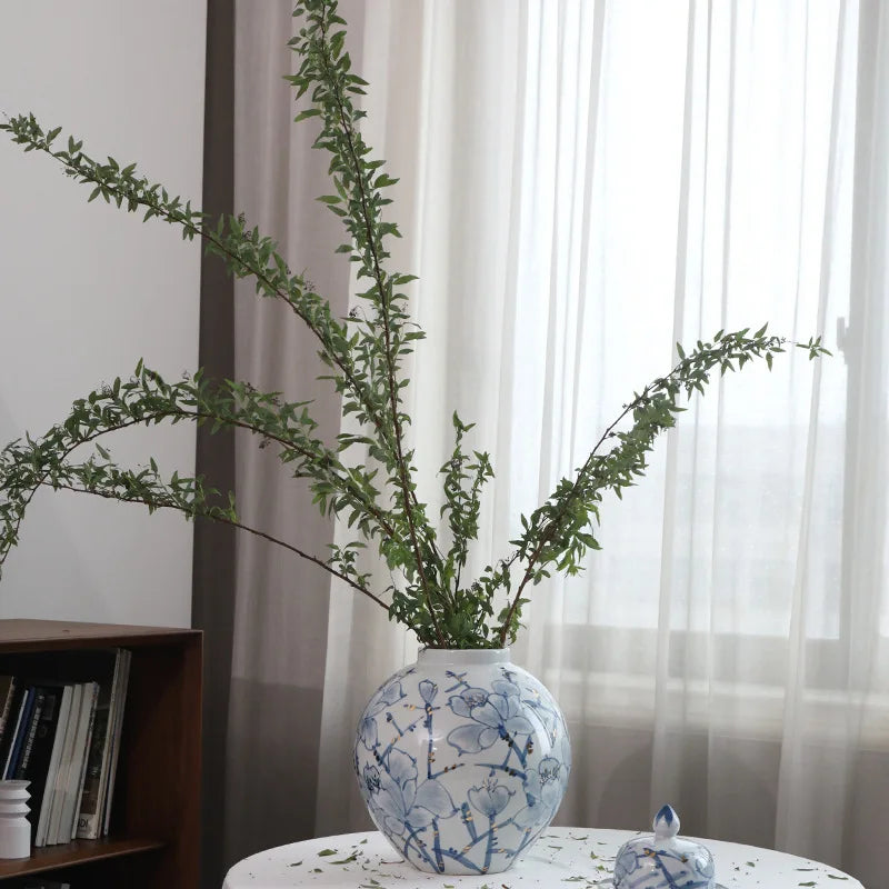 DecorBites™ Blue and White Porcelain Ceramic Vase for Stylish Home Decor