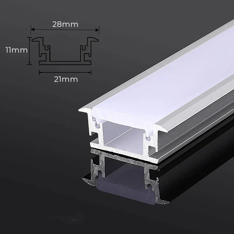 DecorBites™ 0.5m U/YW Aluminum Profile Recessed Channel with Milky Cover for LED Strip Lights
