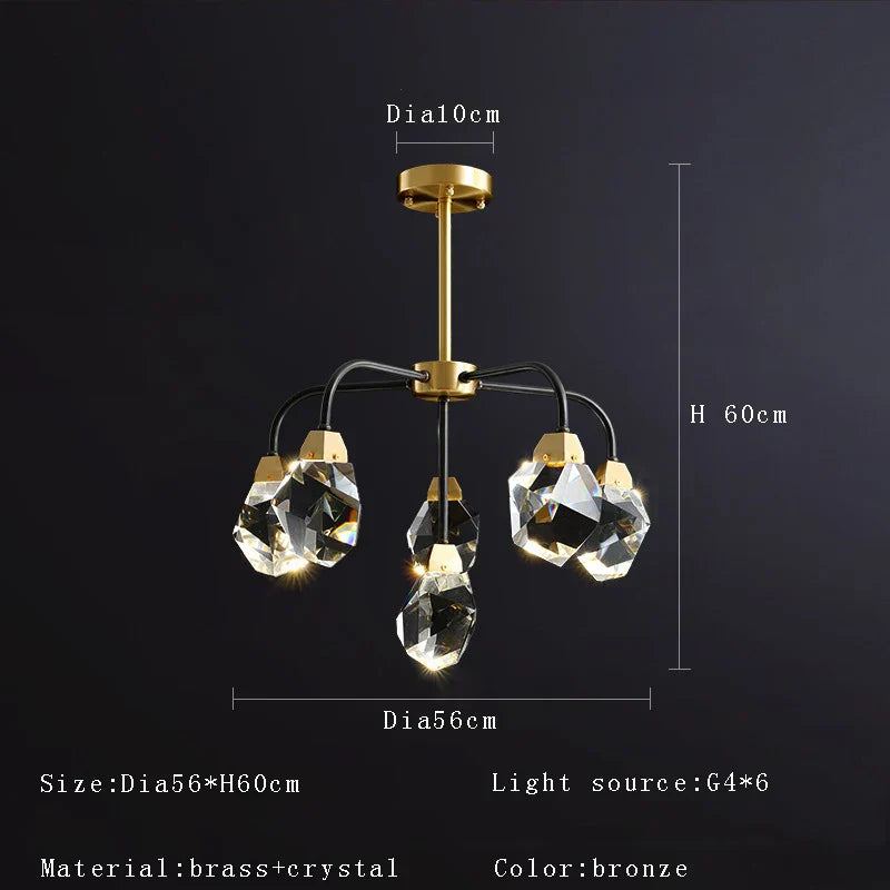 DecorBites™ Crystal Chandelier Ceiling Light Modern Design for Living Room Dining Area