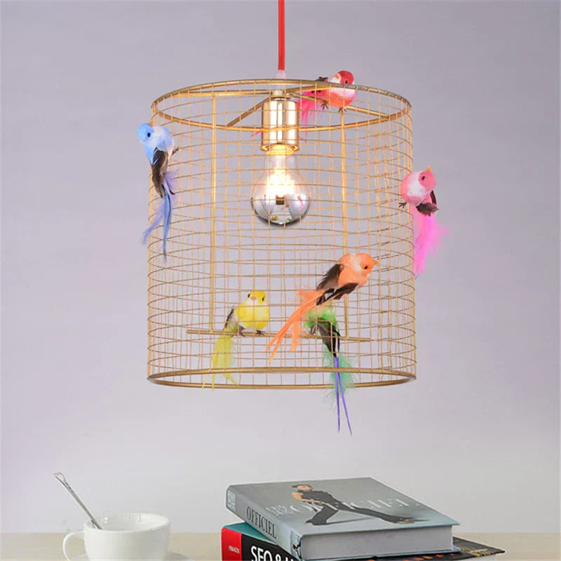 DecorBites™ Bird Cage Pendant Lamp: Nordic Loft Home Bedroom Light Gold Decor