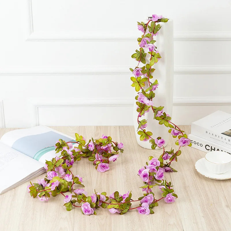 DecorBites™ 250cm Rose Flowers Vine Garland Autumn Cane Backdrop Decor