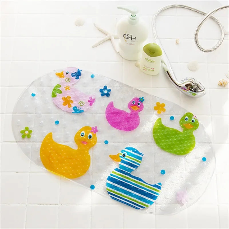 DecorBites™ Kids PVC Bathroom Mat with Suction Cups and Drainage in 12 Colors