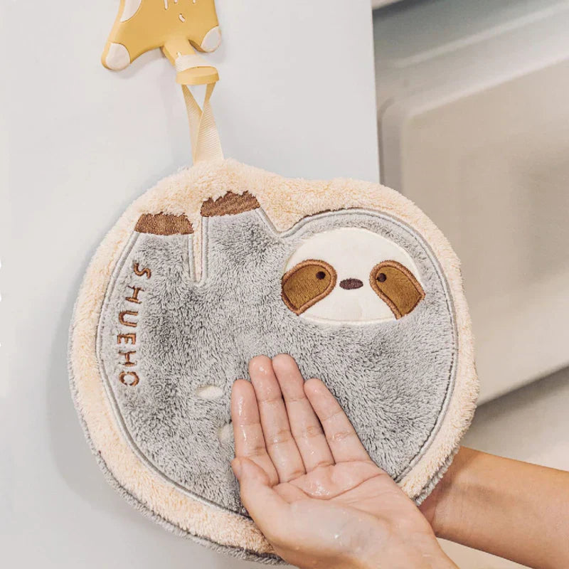 DecorBites™ Cartoon Sloth Hand Towels: Soft, Absorbent, Quick Drying & Hanging Design for Kids