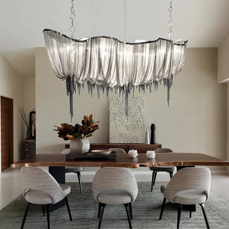 DecorBites™ Gold Tassel Chain Chandelier LED Hanging Lamp Lustres for Dining Room