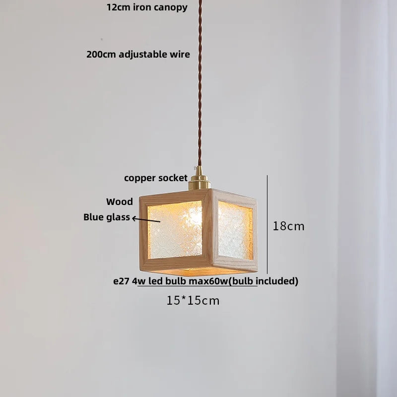 DecorBites™ Clear Glass Walnut Wood LED Pendant Lamp - Nordic Modern Hanging Lights