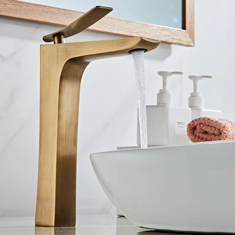 DecorBites™ Bronze Basin Faucet: Hot & Cold Deck Mounted Bathroom Sink Mixer Tap