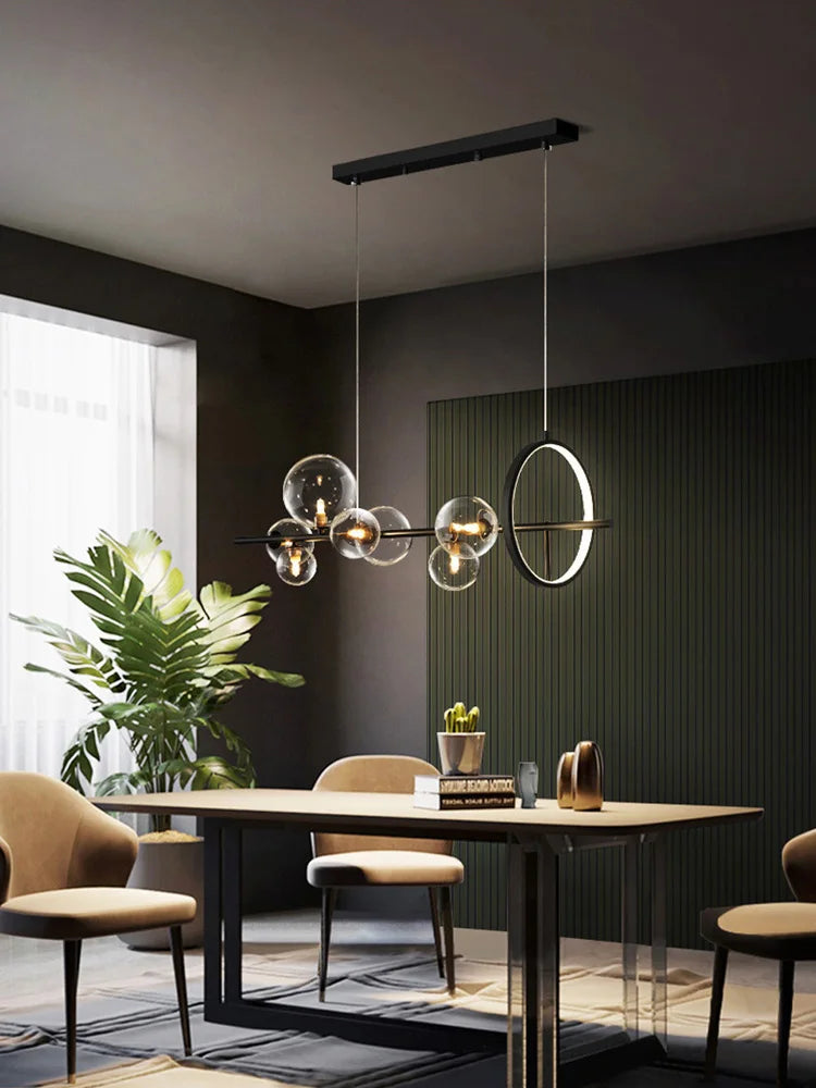 DecorBites™ Black Postmodern Bubble Glass Chandelier with Multi Clear Balls