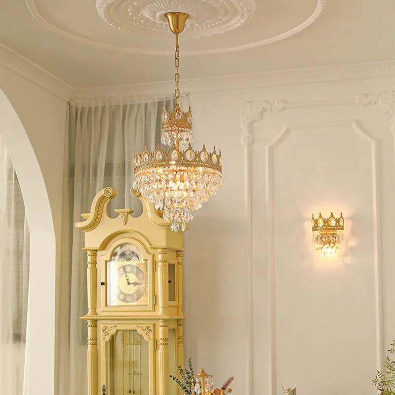 DecorBites™ Crown Crystal Chandelier LED Pendant Light for Living Bedroom